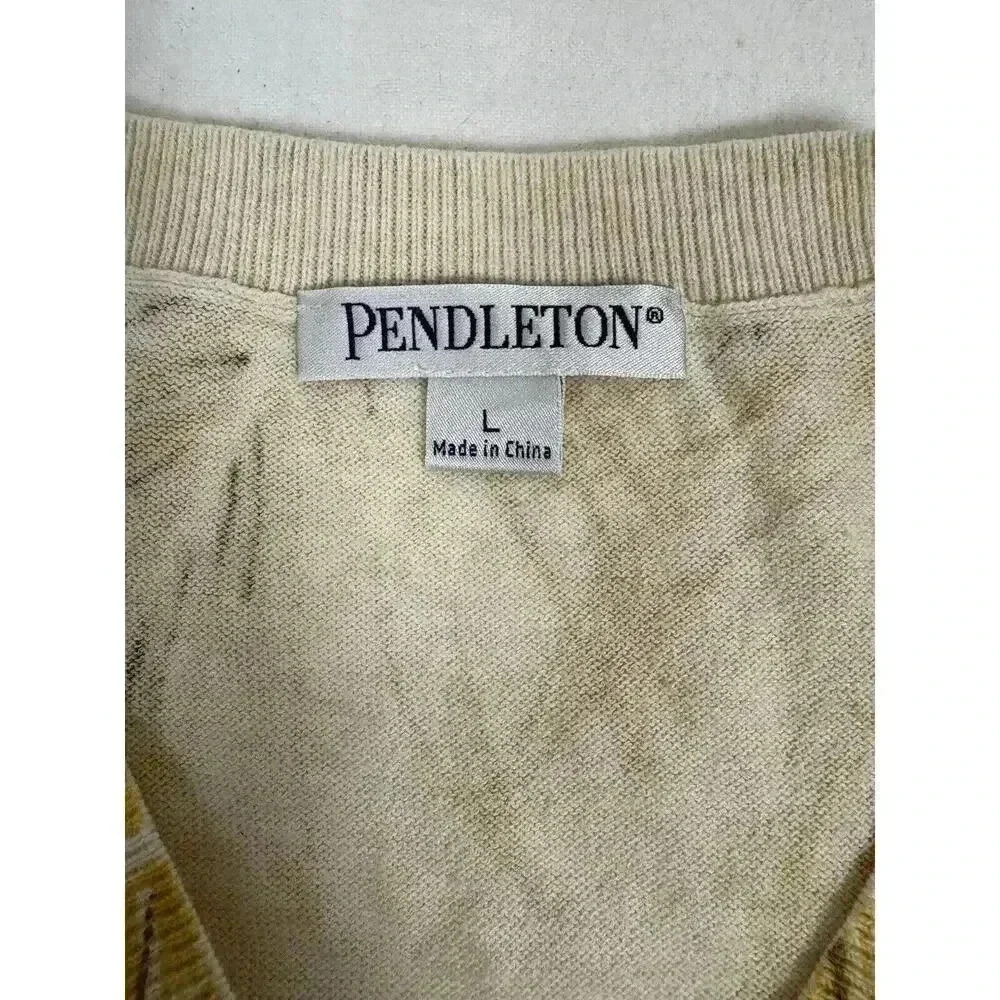 Pendleton Large Cotton Leaf Pattern Knit Short Sl… - image 3